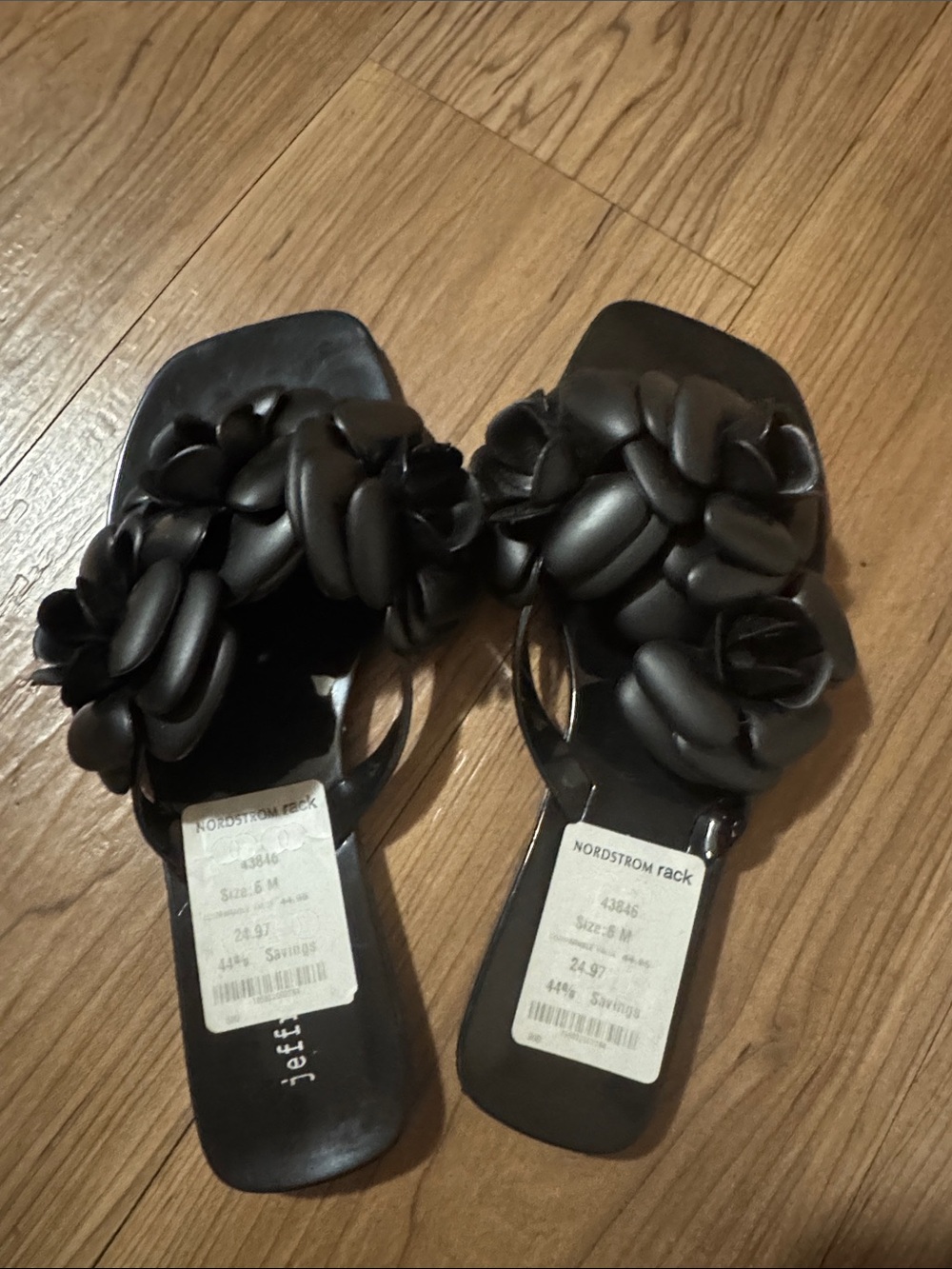 Nordstrom Black Braided Floral Slide Sandals